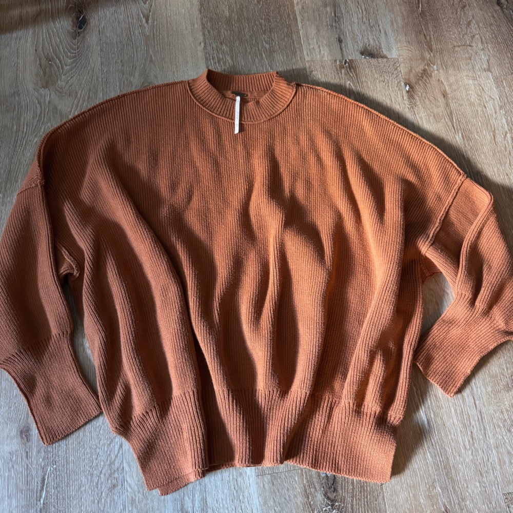 Free People Rust Orange Easy Street Oversized Sweater Size XS‎
